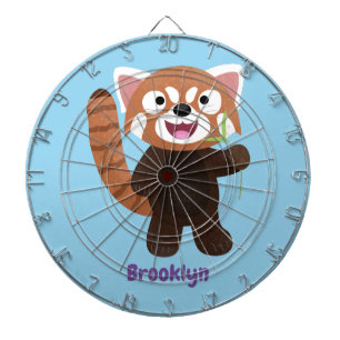 Cute red panda cartoon illustration dartboard