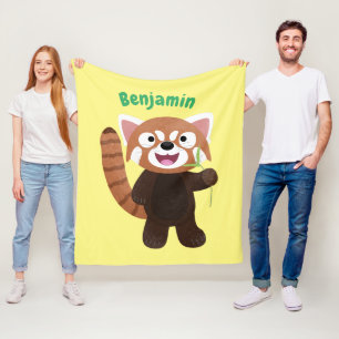 Cute red panda cartoon illustration fleece blanket