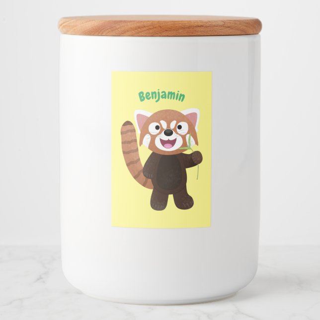 Cute red panda cartoon illustration food label (Front)