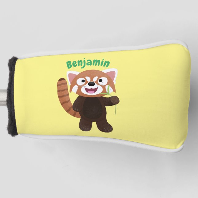 Cute red panda cartoon illustration golf head cover (Front)