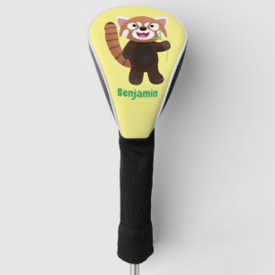 Cute red panda cartoon illustration golf head cover