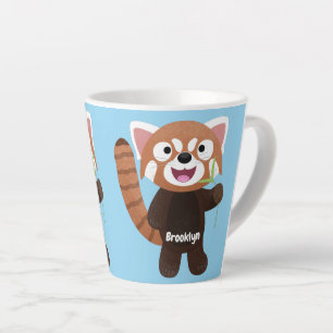 Cute red panda cartoon illustration latte mug