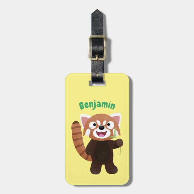 Cute red panda cartoon illustration luggage tag (Front Vertical)