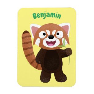Cute red panda cartoon illustration magnet
