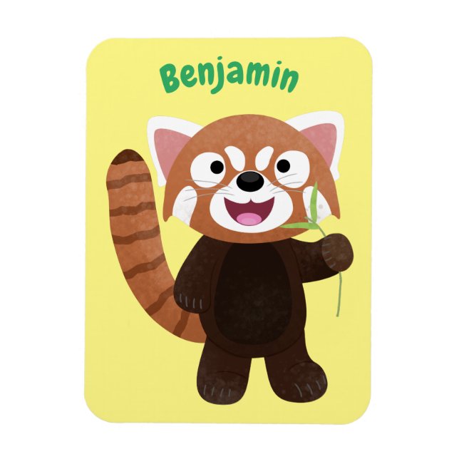 Cute red panda cartoon illustration magnet (Vertical)