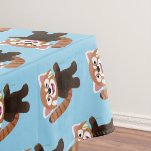 Cute red panda cartoon illustration tablecloth
