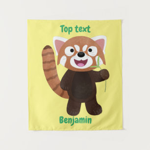 Cute red panda cartoon illustration  tapestry