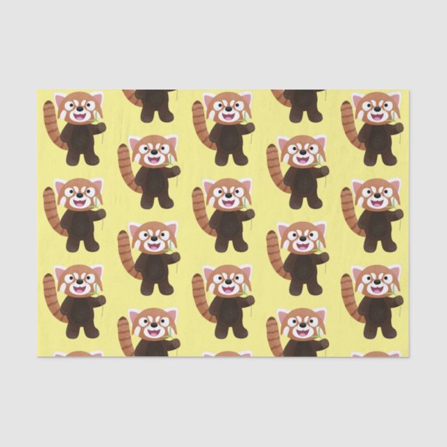 Cute red panda cartoon illustration tissue paper (Front)