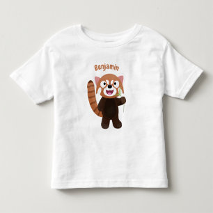 Cute red panda cartoon illustration toddler t-shirt