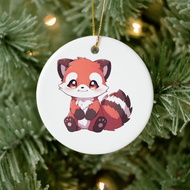  cute red panda ceramic ornament (Tree)