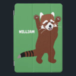 Cute Red Panda Custom Message Personalized iPad Pro Cover<br><div class="desc">Create a personalized cover to protect your gear when you add your name to this cover featuring an illustration of a red panda standing up on two legs against a bright green background. About the illustration: Red pandas are an endangered species that live in the mountains of Nepal, China and...</div>