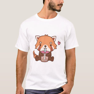 Cute Red Panda Drinking Bubble Tea T-Shirt