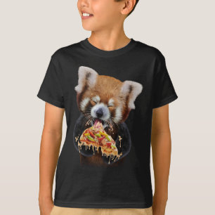 Cute Red Panda Eating Delicious Pizza T-Shirt