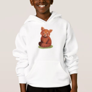 Cute Red Panda Illustration, Kids Wildlife Hoodie