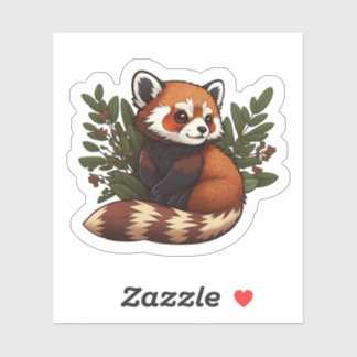 Cute red panda in the wild vinyl sticker