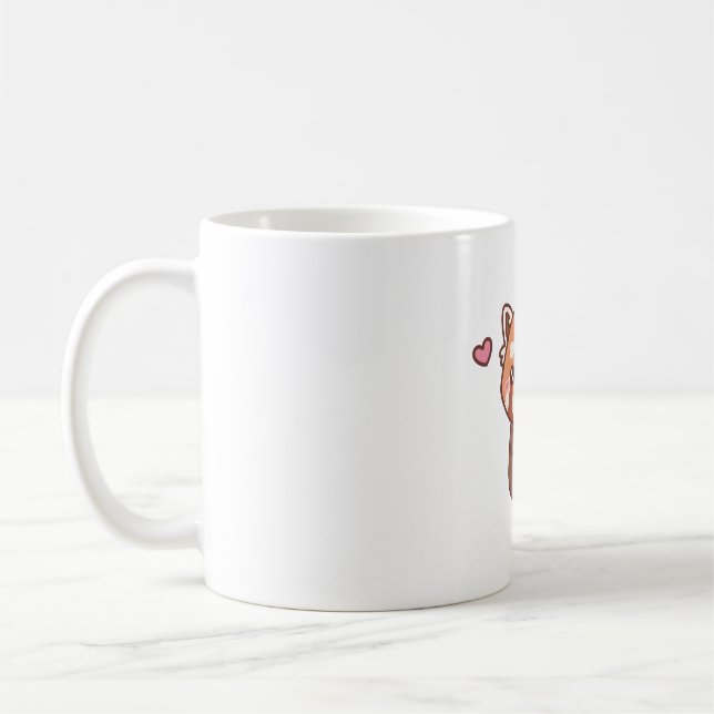 Cute Red Panda Loves Drinking Bubble Tea Coffee Mug (Left)