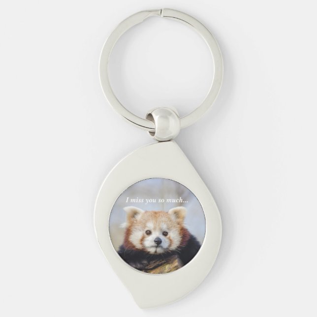 Cute Red Panda Miss You So Much  Keychain (Front)