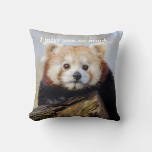Cute Red Panda Miss You So Much  Throw Pillow