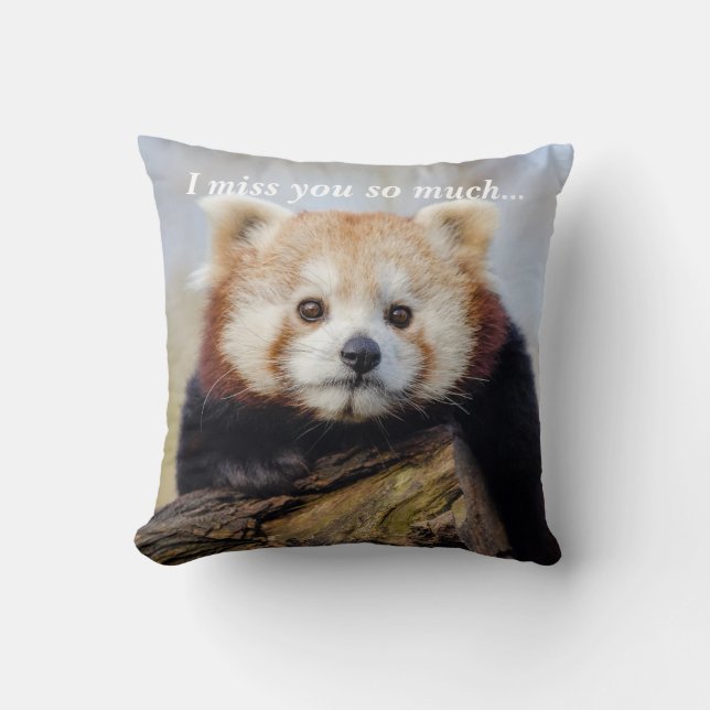 Cute Red Panda Miss You So Much  Throw Pillow (Front)