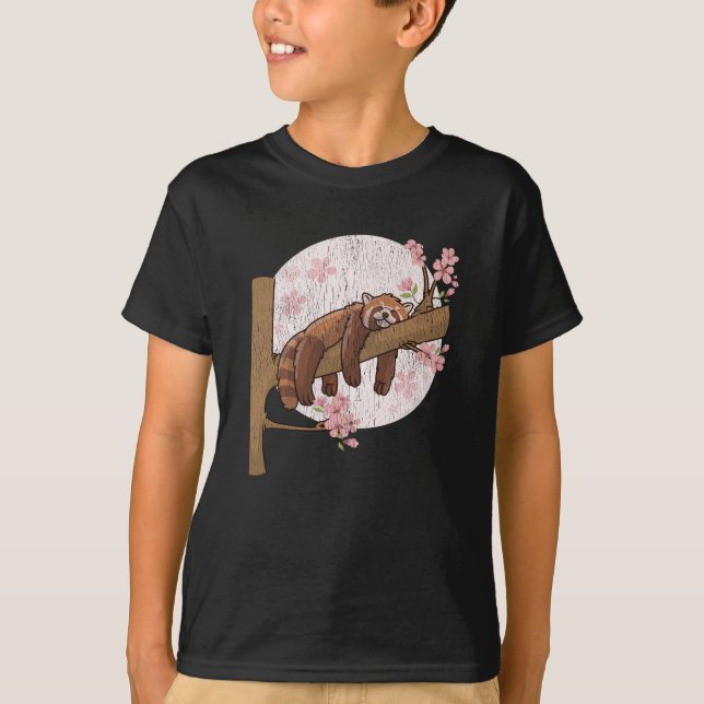Cute Red Panda Nap Lazy Sleeping Animal T-Shirt (Front)
