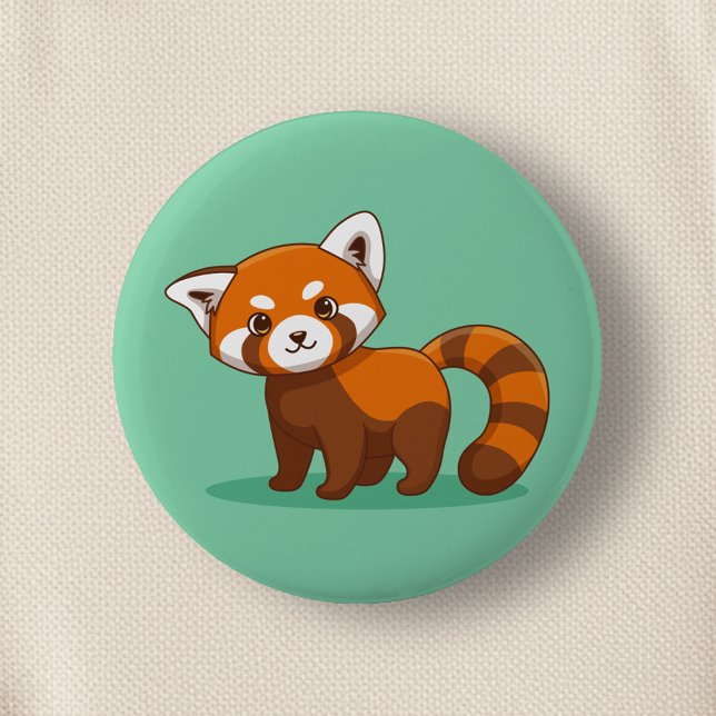 Cute Red Panda on Green 2 Inch Round Button (Creator Uploaded)