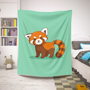 Cute Red Panda on Green Sherpa Blanket