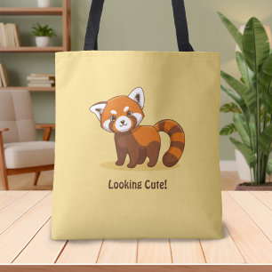 Cute Red Panda on Yellow Tote Bag