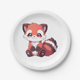 cute red panda paper plate