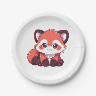 cute red panda paper plate