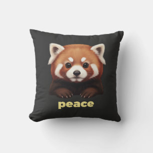 Cute Red Panda "Peace" Illustration for Kids & Nur Throw Pillow