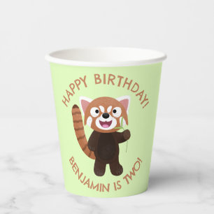 Cute red panda personalized cartoon birthday paper cups