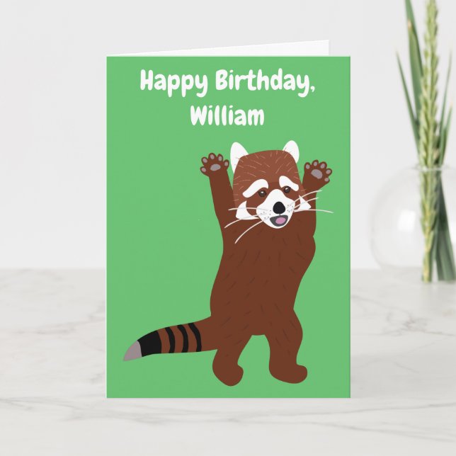 Cute Red Panda Personalized Custom Birthday Card (Front)