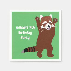 Cute Red Panda Personalized Custom Birthday Napkin
