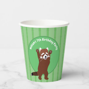 Cute Red Panda Personalized Custom Birthday Paper Cups