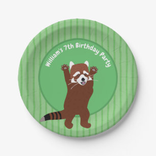 Cute Red Panda Personalized Custom Birthday Paper Plate