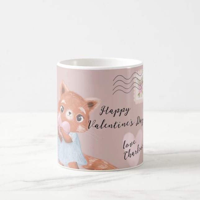 Cute Red Panda Postal Letter Valentine's Day Coffee Mug (Center)