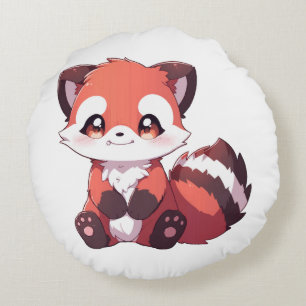 cute red panda round pillow