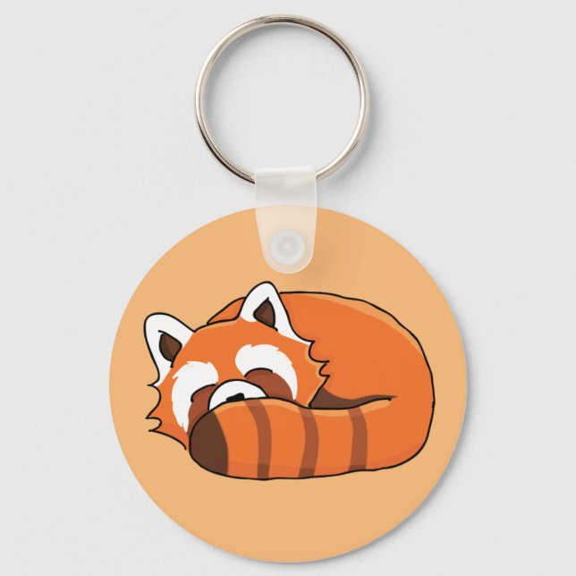 Cute Red Panda Sleeping Keychain (Front)