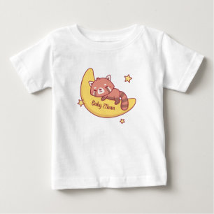 Cute Red Panda Sleeping On Moon Baby T-Shirt