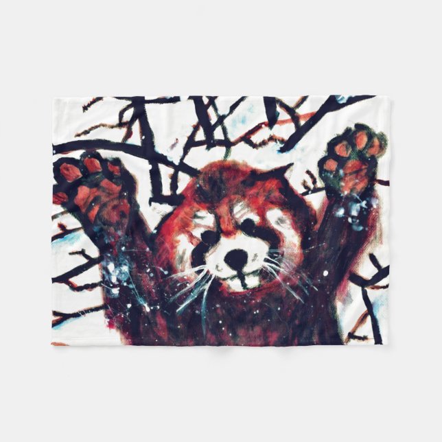Cute Red Panda Snow Day Fleece Blanket (Front (Horizontal))