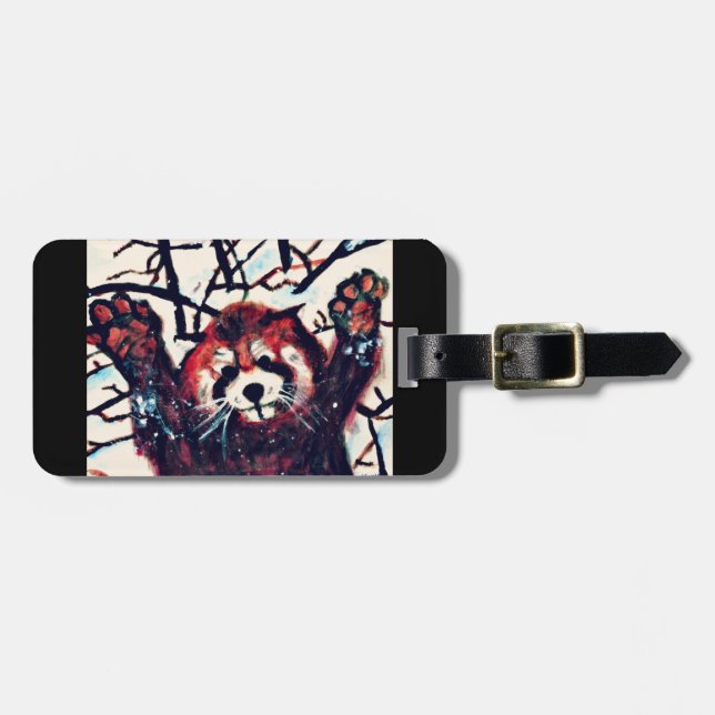 Cute Red Panda Snow Day Luggage Tag (Front Horizontal)