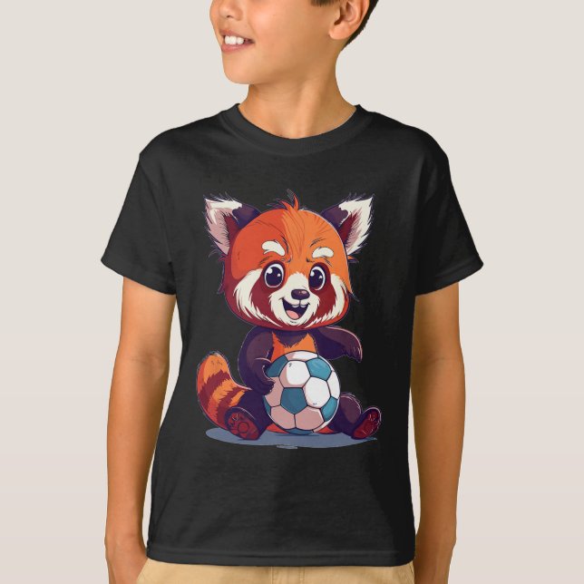 Cute Red Panda Soccer  T-Shirt (Front)