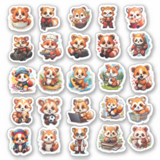Cute Red Panda stickers, value pack  25 Stickers