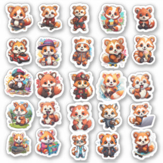 Cute Red Panda stickers, value pack  25 Stickers