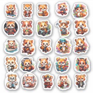 Cute Red Panda stickers, value pack  25 Stickers