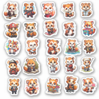 Cute Red Panda stickers, value pack  25 Stickers