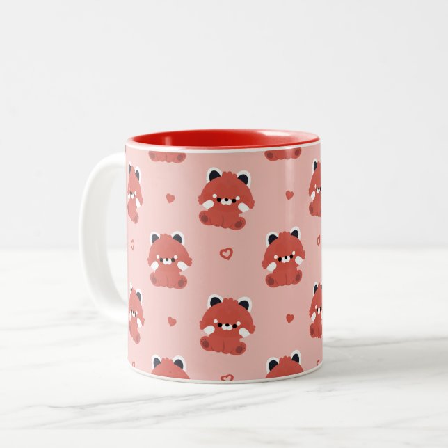 Cute Red Panda Two-Tone Coffee Mug (Front Left)