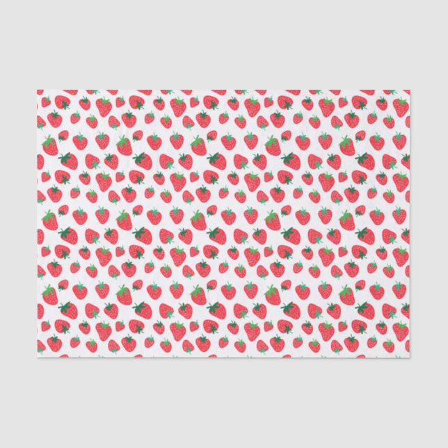Cute Red Pastel Strawberry Pattern Tissue Paper (Front)