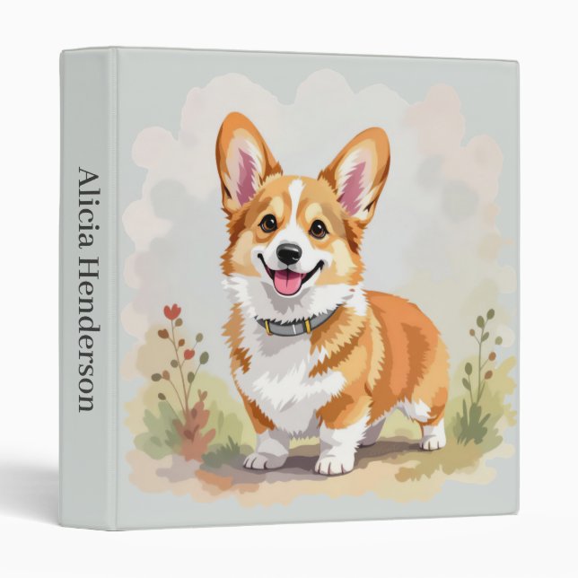Cute Red Pembroke Welsh Corgi Dog Binder (Front/Spine)
