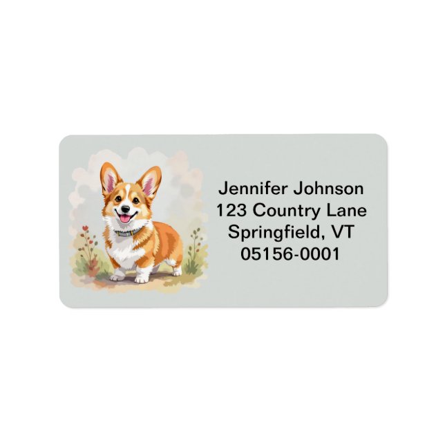 Cute Red Pembroke Welsh Corgi Dog Label (Front)